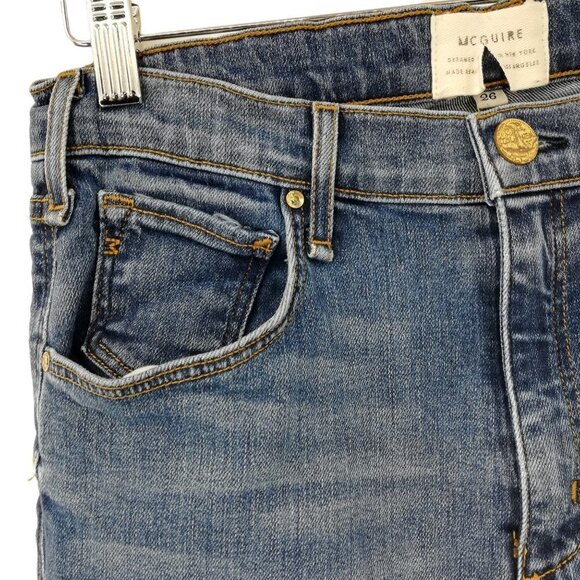 McGuire Wide Leg Cropped Released Raw Hem Jeans Size 26 Bessette Culotte 15F - Picture 4 of 12